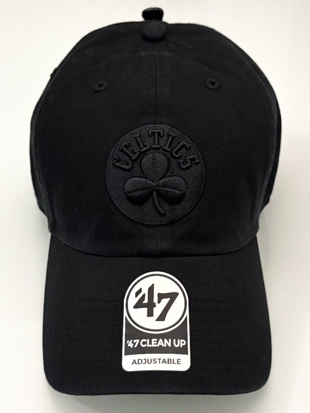 '47 Brand Boston Celtics Clean Up Black On Black Strapback Adjustable Hat NWT
